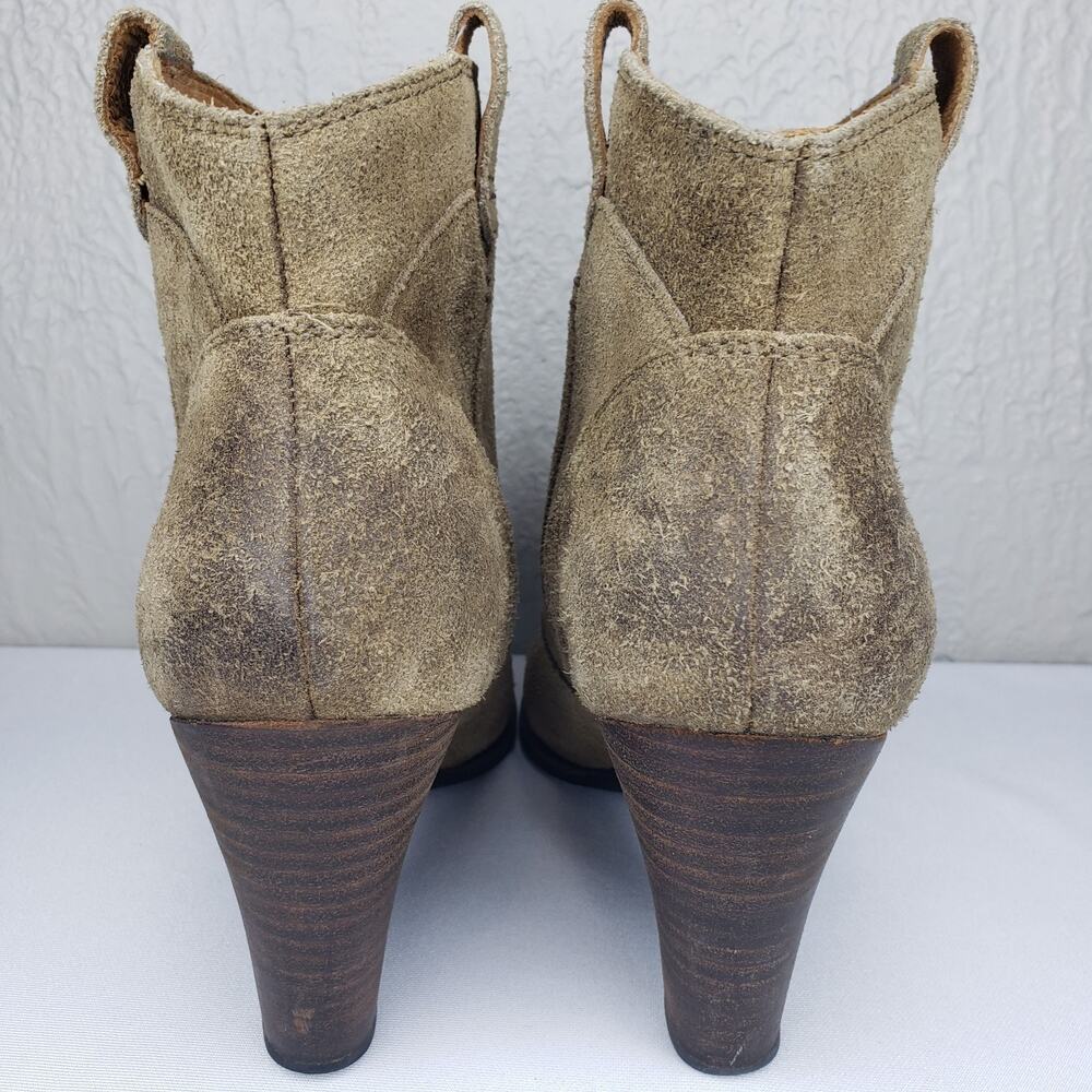 Clarks Indigo Womens Sz. 10.5 Distressed Brown Leather Western Ankle Boots Heels - Picture 6 of 14